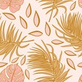 Beautifull tropical leaves branch seamless pattern design. Tropical leaves, monstera leaf seamless floral pattern background.