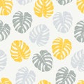 Beautifull tropical leaves branch seamless pattern design.