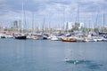 Beautifull view of yachts parking in harbor, Barselona, Spain Royalty Free Stock Photo