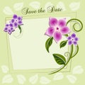 Beautiful floral wedding card with green color background