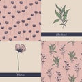 Beautifull Wils Flowers flowers set of seamless pattern design