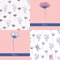 Beautifull Wils Flowers flowers set of seamless pattern design