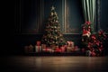 A beautifully adorned Christmas tree surrounded by neatly wrapped gifts, creating an ideal background for holiday-themed marketing Royalty Free Stock Photo