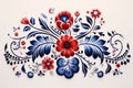 Beautifully adorned Slovak folk embroidery in red and blue