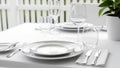 Elegant Outdoor Dining Table Setting Royalty Free Stock Photo
