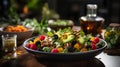 n a cozy kitchen, a health-conscious chef prepares a delectable meal using organic, locally sourced ingredients, showcasing Royalty Free Stock Photo