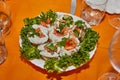 Festive New Year's Table Setting with Cheese Baskets, Fresh Salmon, and Greens