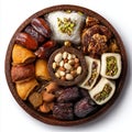 A beautifully arranged platter of assorted Middle Eastern sweets and nuts for a festive occasion Royalty Free Stock Photo