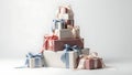 Elegant stack of pastel-wrapped gift boxes with ribbons Royalty Free Stock Photo