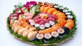 a beautifully arranged sushi platter with various types of rolls Royalty Free Stock Photo