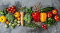 Variety of Vegetables and Pulses on Slate Background