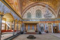 Beautifully audience hall and imperial throne room in the Harem of Topkapi Palace in Istanbul, Turkey