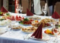 Beautifully banquet table with food