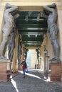 Atlantes statues in portico of New Hermitage, St Petersburg, Russia