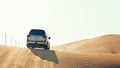 Beautifully Captured Cinematic Shot Of Jeep On Desert Safari, Dubai.