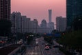 Beautifully captured dusk in Beijing cityscape and skyscrapers