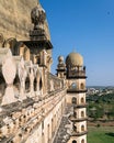 Beautifully carved exterior wall of Gol Ghumbaj, Bijapur, Karnataka, India.