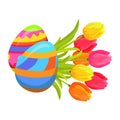 Beautifully Colored Eggs and Festive Tulips Art