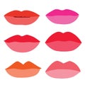Mouth Lips close up Design element isolated collection Stylish colorful different shades of lipstick Beauty Make up expressing dif