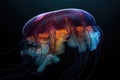 A beautifully colored radiant jellyfish with intricate glowing features. AI generated