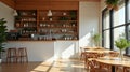 Modern Cafe Interior: Warm Lighting and Stylish Decor (Generated using AI) Royalty Free Stock Photo