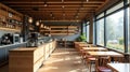 Modern Cafe Interior: Warm Lighting and Stylish Decor (Generated using AI) Royalty Free Stock Photo