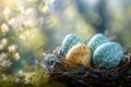 Beautifully crafted Easter eggs resting in a nest, heralding spring