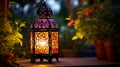 a beautifully crafted lantern made of intricately patterned metal, AI Generative