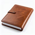 Sophisticated leather-bound journal showcasing meticulous craftsmanship on white background Royalty Free Stock Photo