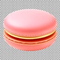 A beautifully crafted macaron with pink icing and a delicate yellow filling Royalty Free Stock Photo