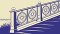 Ornate Bridge Railing with Circular Details Over Water, vector design Generative AI Royalty Free Stock Photo
