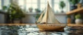 Beautifully crafted wooden sailboat model