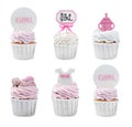 Beautifully decorated baby shower cupcakes for girl on white background, collage Royalty Free Stock Photo