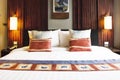 The beautifully decorated bedroom in the hotel Royalty Free Stock Photo