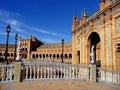 Beautifully decorated bridges and buildings of Plaza de Espana square in Seville, Spain Royalty Free Stock Photo