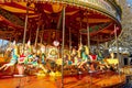 Beautifully decorated carousal horses on a merry-go-round Royalty Free Stock Photo