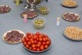 Beautifully decorated catering banquet table, different food snacks and appetizers Royalty Free Stock Photo