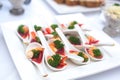 Beautifully decorated catering banquet table with different food snacks and appetizers Royalty Free Stock Photo