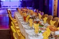 Beautifully decorated catering banquet table with different food snacks and appetizers Royalty Free Stock Photo