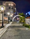 Christmas holiday decorations Long beach seaside Way pedestrian walk rainbow bridge California Royalty Free Stock Photo