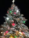 Beautifully decorated Christmas tree outside