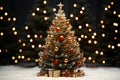 beautifully decorated Christmas tree with twinkling lights and festive ornaments Royalty Free Stock Photo