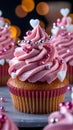 Beautifully Decorated Cupcake with Pink Frosting and Decorative Toppings Royalty Free Stock Photo