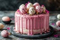 A beautifully decorated Easter cake, elegant and appetizing, culinary theme Royalty Free Stock Photo