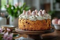 A beautifully decorated Easter cake, elegant and appetizing, culinary theme Royalty Free Stock Photo