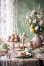 beautifully decorated easter table setting with pastel colors