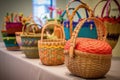 beautifully decorated finished baskets on display