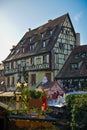 Beautifully decorated medieval house in Little Venice district in Colmar, France Royalty Free Stock Photo