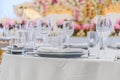 Beautifully decorated table for a celebration in a restaurant in Royalty Free Stock Photo