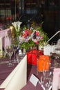 Beautifully decorated table in the restaurant Royalty Free Stock Photo